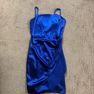 Honey and Rosie Blue Ruched Sheath Mini Dress